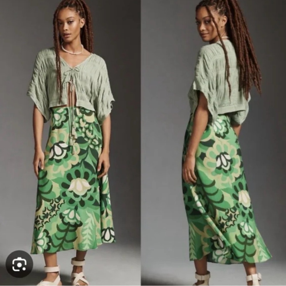 Beautiful Farm Rio Floral Green Skirt
